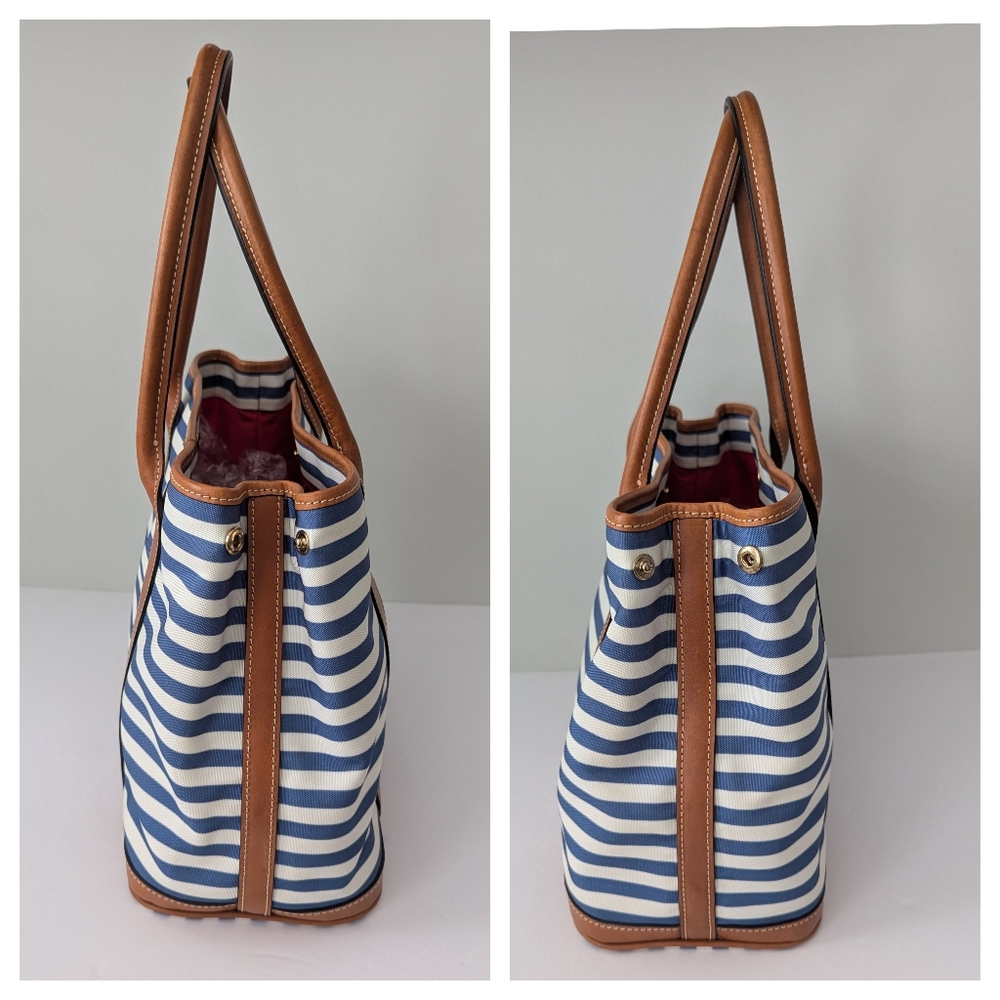 Dooney Bourke Sullivan Layla Tote Bag Midnight Blue White Stripe - Picture 9 of 12